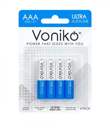 AAA paristo LR03 Voniko Ultra 1,5V 1300mAh 4kpl