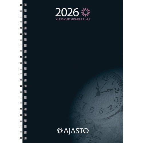 Ajasto Yleisvuosipaketti A5 2026 musta 148 x 210mm