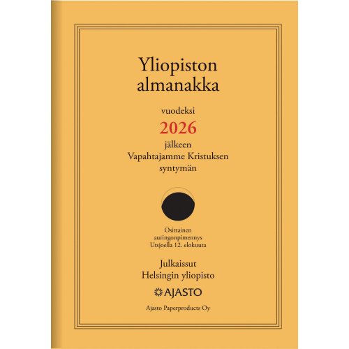 Ajasto Yliopiston Almanakka A4 2026 keltainen 210 x 297mm