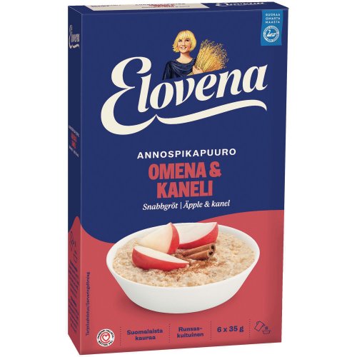 Annospikapuuro Elovena hetki omena-kaneli 210 g 6kpl