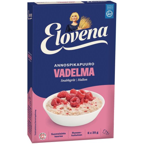 Annospikapuuro Elovena hetki vadelma 210 g 6kpl