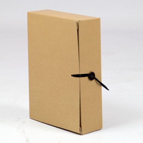 Arkistokotelo A4 nappi/nauha 8cm ruskea kiinni