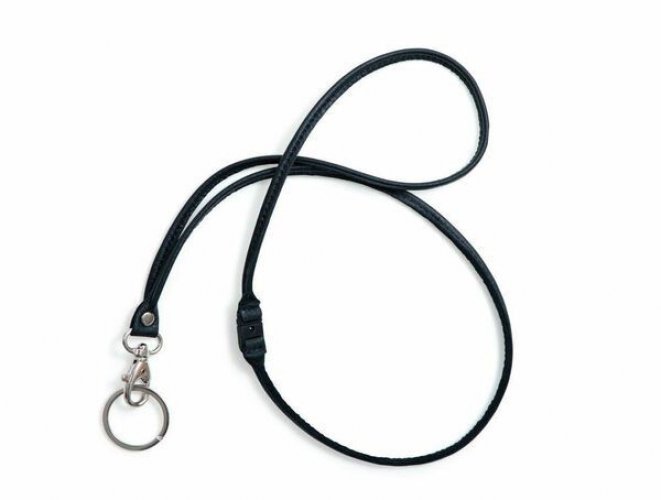 Avainkaulanauha Miiko nahkainen musta 90 cm