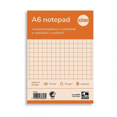 Avolehtiö Rhino A6 70 lehteä 7x7mm ruudutus