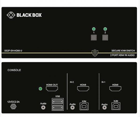 Black Box Secure KVM Switch 2-port HDMI NIAP 3.0 (single head)