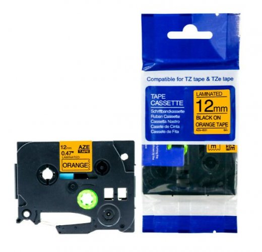 Brother tarranauha AZE-B31 12mmx5m mu/oranssi P-Touch yhteensopiva