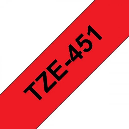 Brother tarranauha TZe-451 24mm/8m musta teksti/punainen pohja