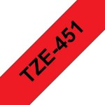 Brother tarranauha TZe-451 24mm/8m musta teksti/punainen pohja
