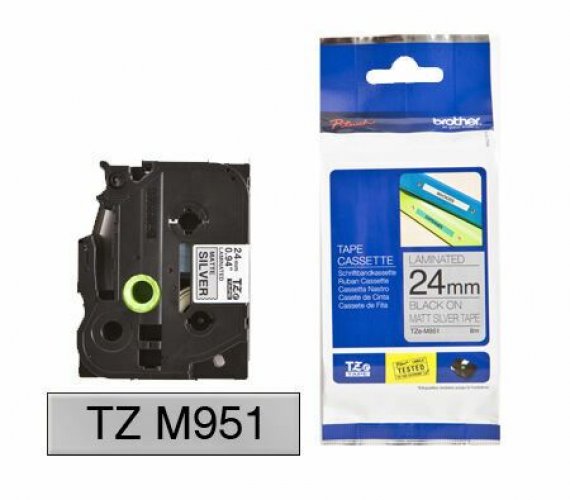 Brother tarranauha TZe-M951 24mmx8m musta/hopea, matta metalli