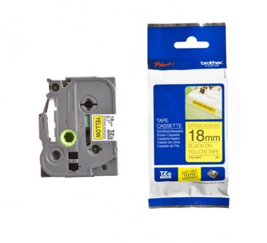 Brother tarranauha TZe-S641 18mm/8m musta/keltainen, strong
