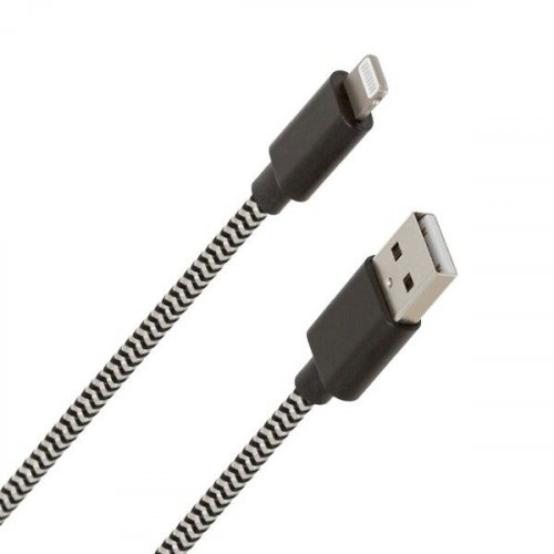 Datakaapeli Wave Lightning Punottu 1,5m musta/valkoinen