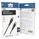 Datakaapeli Wave , USB-C/USB-C 1m, Musta