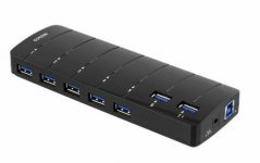 Deltaco USB 3.0 hub, 7xTyp A naaras Hub - 7 porttia, musta