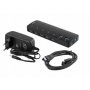 Deltaco USB-A hub, 7xType A naaras Hub - 7 porttia, musta UH-739