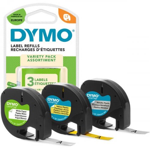 DYMO LetraTag 12mm/4m 3 rullan pakkaus