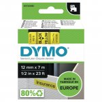 Teippi Dymo s0720580 d1 12mm musta/kelt