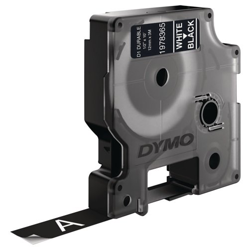 Dymo® nauha durable d1 12mm x 3m kestotarra valkoinen/musta