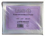 Elintarvikepussi LDPE säilytys/pakastus 1kg 170x270mm 30mic (0,03) 200kpl