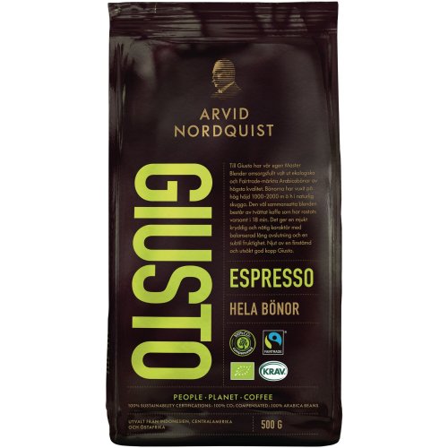Espresso Arvid nordquist giusto kahvipapu tumma paahto 500g