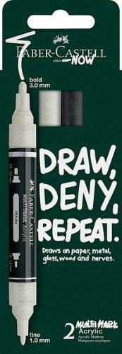 FC Multimark musta+valkoinen 2kpl akryylitussit blisterpakkaus