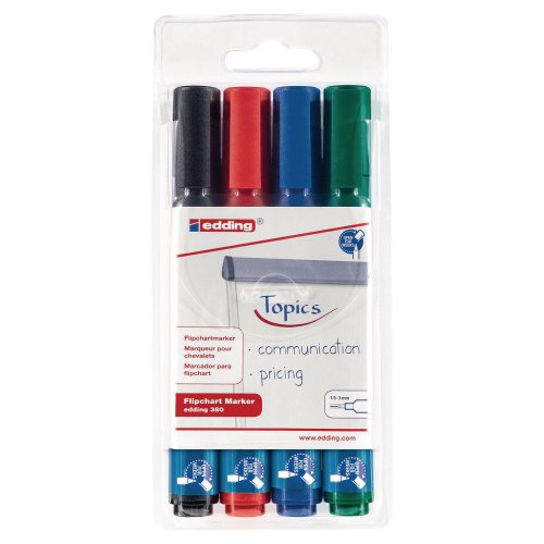 Fläppitaulukynä Edding 380 pyöreä 1,5-3mm värilajitelma 4kpl