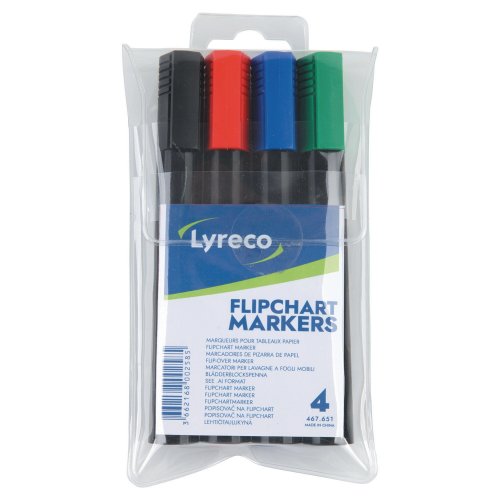Fläppitaulukynä Lyreco pyöreä 2mm värilajitelma 4kpl