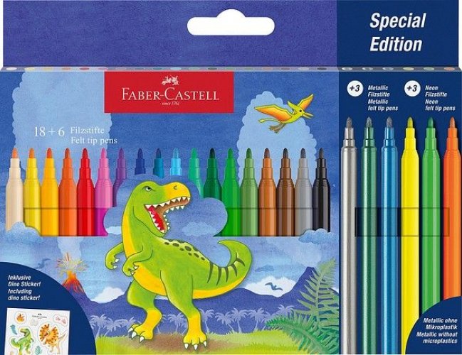 Huopakynä Faber-Castell dinosaurus 18+3+3 väriä sarja