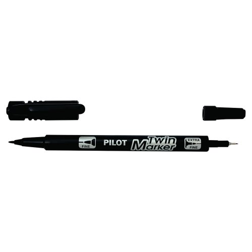 Huopakynä Pilot twin kaksipäinen 0,4 - 2mm musta