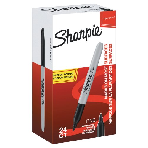 Huopakynä Sharpie fine musta pyöreä 1mm kärki säästöpakkaus 20+4 kynää