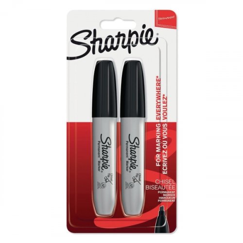 Huopakynä Sharpie viisto musta blister 2kpl