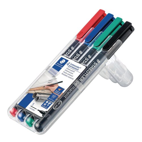 Huopakynä Staedtler lumocolor 313 0,4mm permanent värilajitelma 4kpl