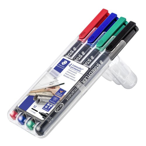 Huopakynä Staedtler lumocolor 317 1mm permanent värilajitelma 4kpl