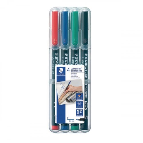 Huopakynä Staedtler lumocolor 318 0,6mm permanent värilajitelma 4kpl