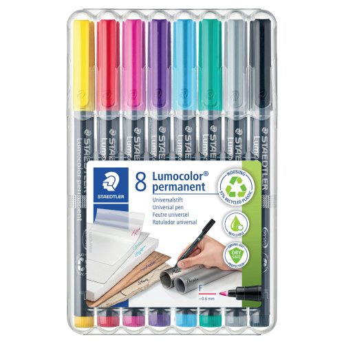 Huopakynä Staedtler lumocolor 318 0,6mm permanent, värivalikoima 8kpl