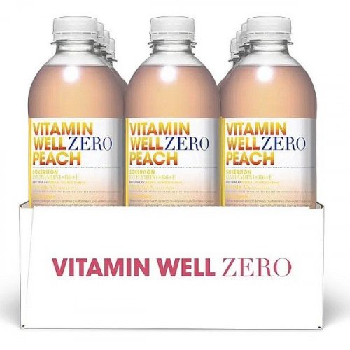 Hyvinvointijuoma Vitamin Well Zero Peach 12x0,5 l