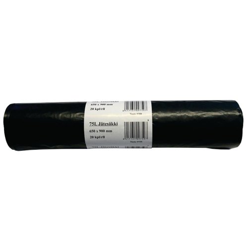 Jätesäkki 650 x 900 x 0,04mm 75l musta 20kpl