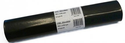Jätesäkki Eco LDPE 150L musta 750x1150mm 50mic 10kpl
