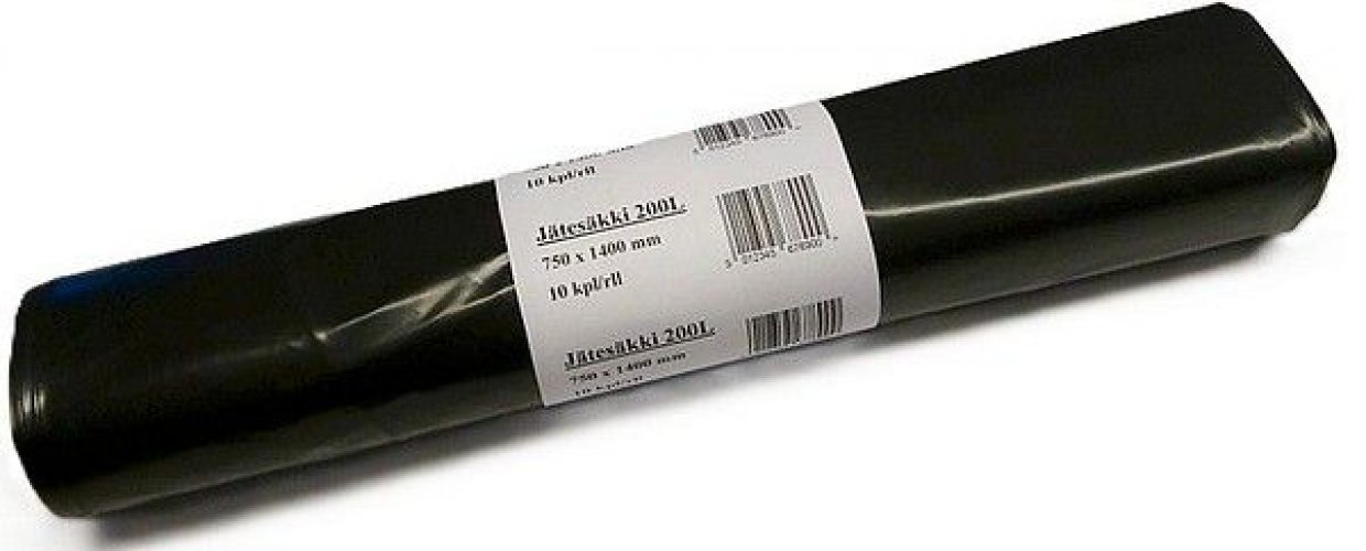 Jätesäkki Eco LDPE 200L musta 750x1400 55mic
