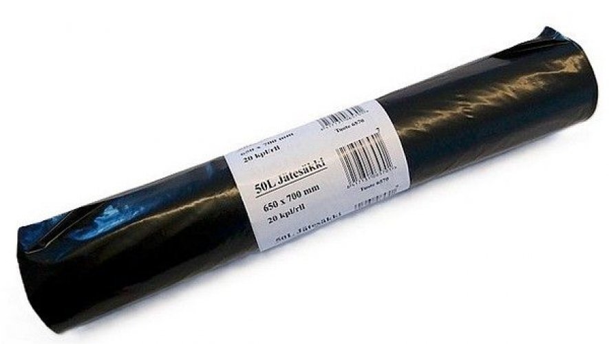 Jätesäkki Eco LDPE 50L musta 650x700mm 50mic
