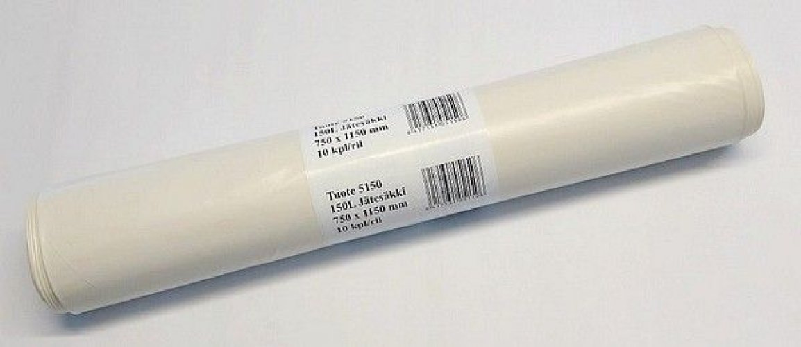 Jätesäkki LDPE 150L valkoinen 750x1150mm 50mic
