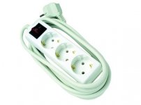 Jatkojohto 3-os/5m kytkimellä maadoitettu valkoinen