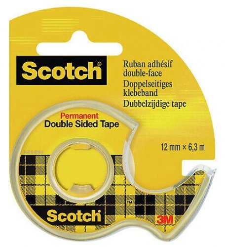 Kaksipuolinen teippi Scotch 12mm 6,3m katkaisijalla