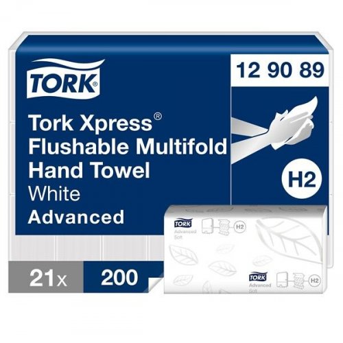 Käsipyyhe Tork H2 Advanced Flushable 2krs