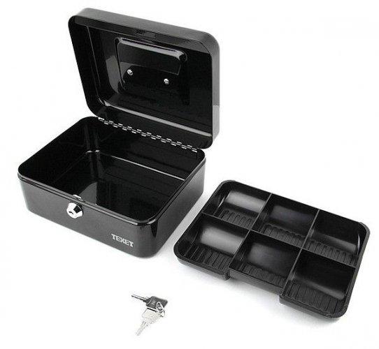 Kassalipas Keskikoko 8 / 20cm musta avainlukolla