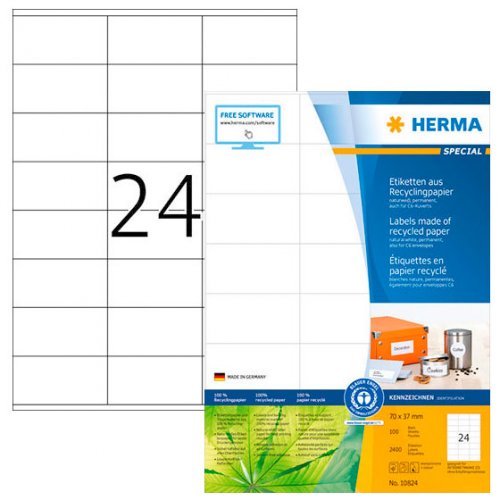 Tarra-arkki Herma Special 10729 A4/24-os kierrätysmateriaali 70x37mm 80ark