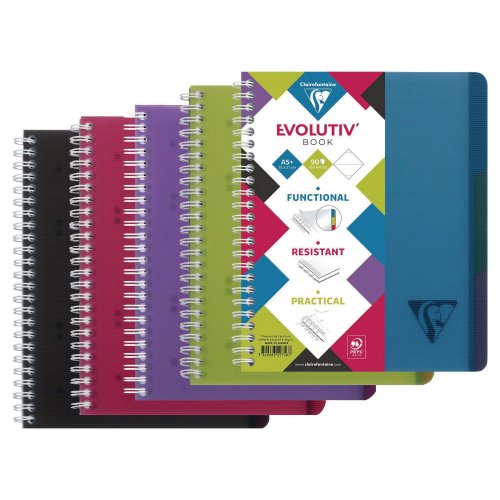 Kierrevihko Clairefontaine linicolor evolutiv a5+/90 viivoitettu värilajitelma