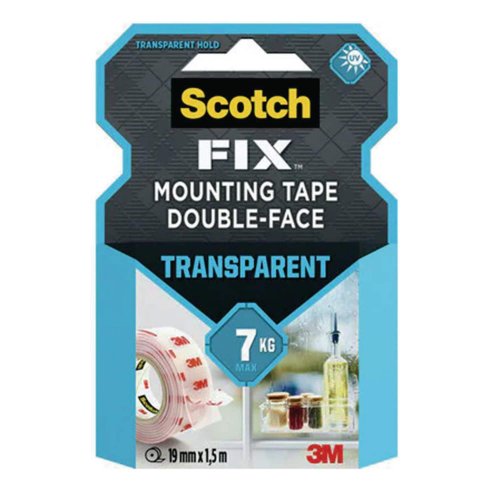 Kiinnitysteippi Scotch-fix™ kaksipuolinen läpinäkyvä 19mm x 1,5m