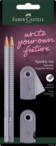 Kirjoitussetti Faber-Castell Sparkle dapple gray 4 osaa