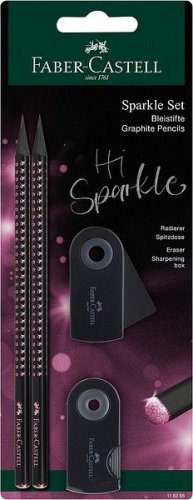 Kirjoitussetti Faber-Castell Sparkle Midning rose 4 osaa