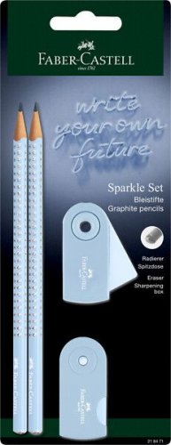 Kirjoitussetti Faber-Castell Sparkle sky blue 4 osaa